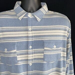 Sperry Flannel Button Down Shirt Mens Large Blue White Striped Preppy Coastal